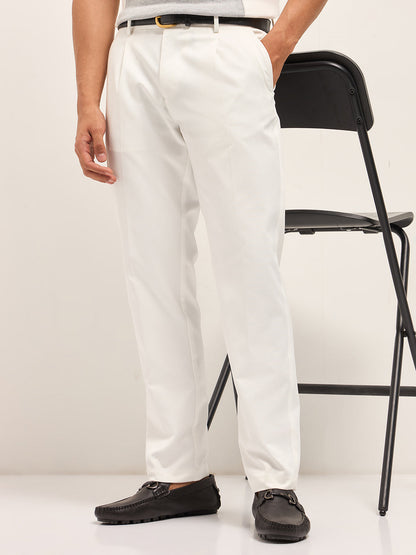 Men's Solid Regular Fit Formal Trouser TRO-ANAKIN-WH