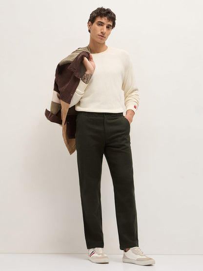 Men Solid Cotton Straight Fit Casual Trousers TRO-ARTAE-OL