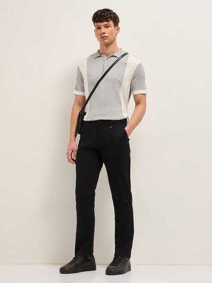 Men Solid Cotton Straight Fit Casual Trouser TRO-BONOT-BK