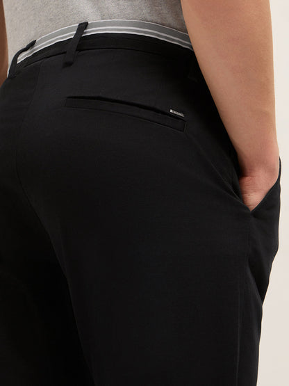 Men Solid Cotton Straight Fit Casual Trouser TRO-BONOT-BK