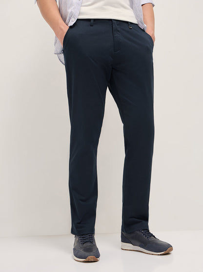 Men Solid Cotton Straight Fit Casual Trouser TRO-CAIRE-BL