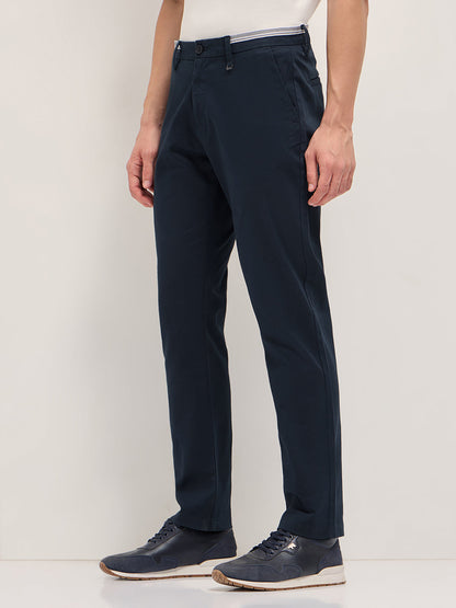 Men Solid Cotton Straight Fit Casual Trouser TRO-CAIRE-BL