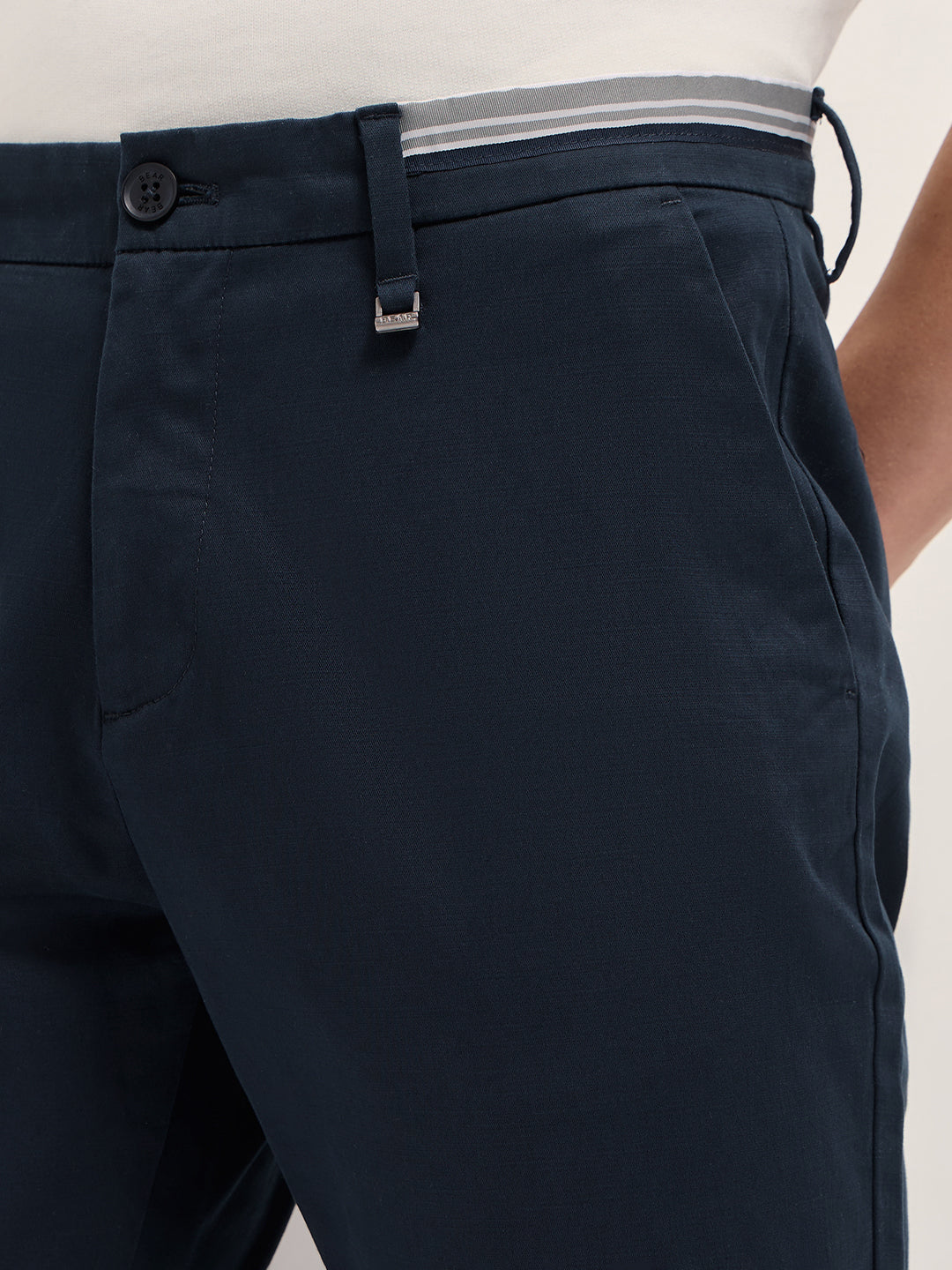 Men Solid Cotton Straight Fit Casual Trouser TRO-CAIRE-BL