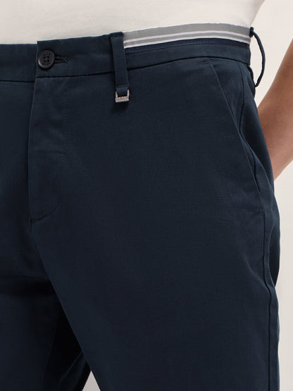 Men Solid Cotton Straight Fit Casual Trouser TRO-CAIRE-BL