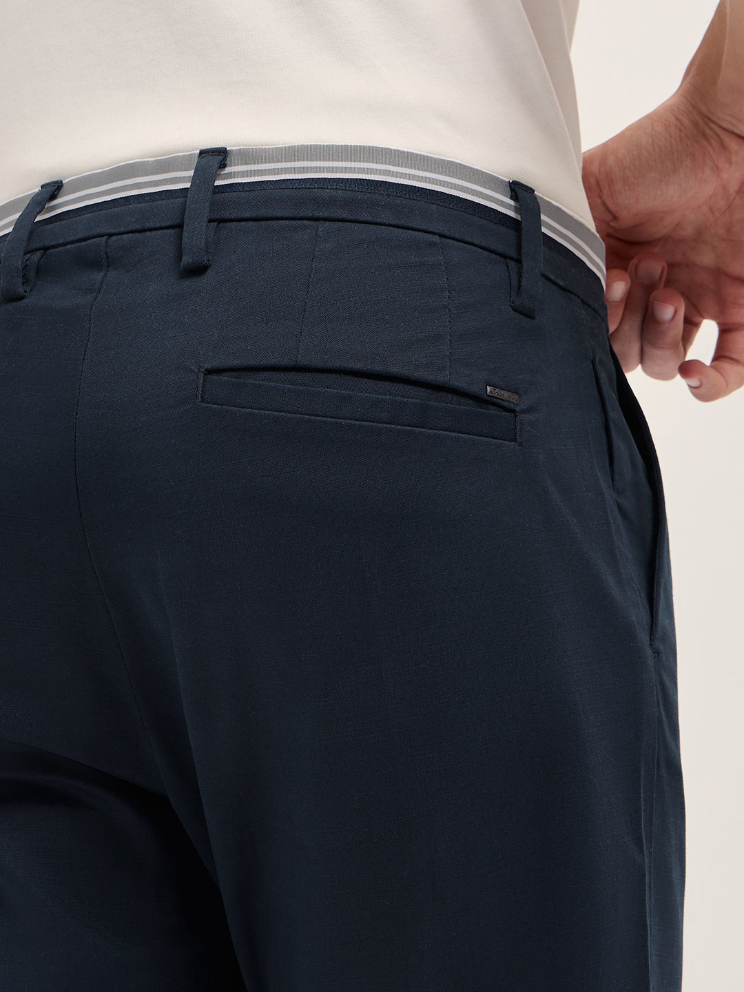 Men Solid Cotton Straight Fit Casual Trouser TRO-CAIRE-BL