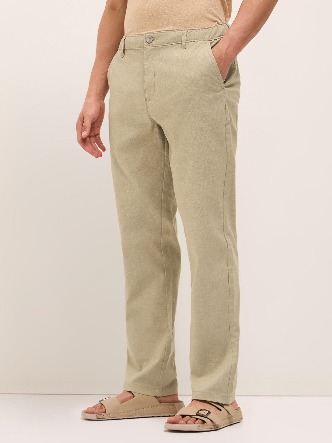 Men Mid Rise Solid Straight Fit Casual Trousers TRO-DELARA-MT