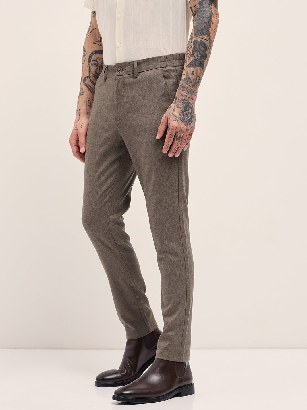 Men's Solid Slim Fit Formal Trouser TRO-DEOKSU-BR