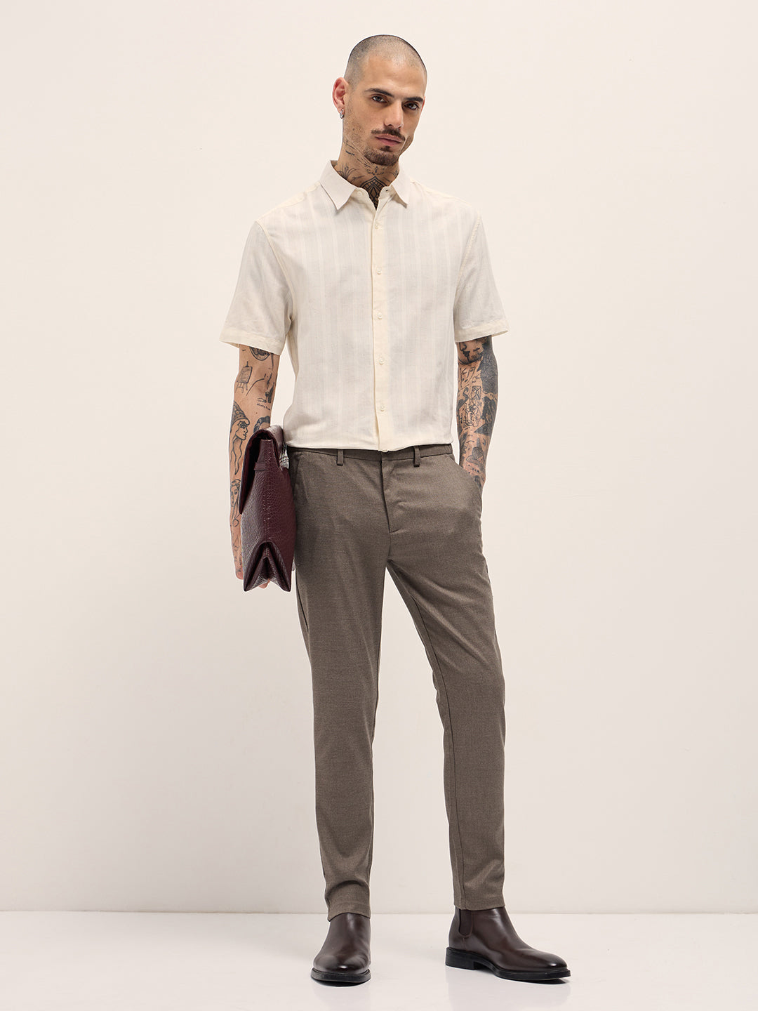 Men's Solid Slim Fit Formal Trouser TRO-DEOKSU-BR