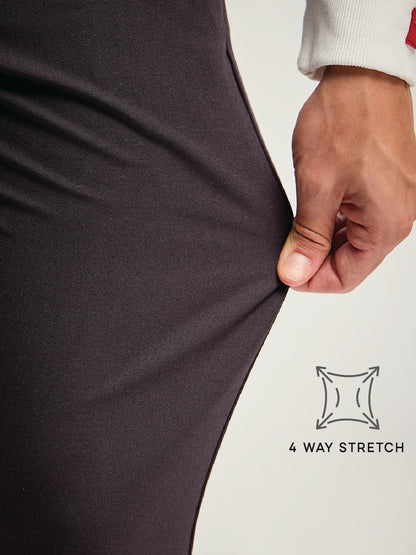 Men Solid 4 Way Stretch Slim Fit Formal Trousers TRO-ELBUR-BR