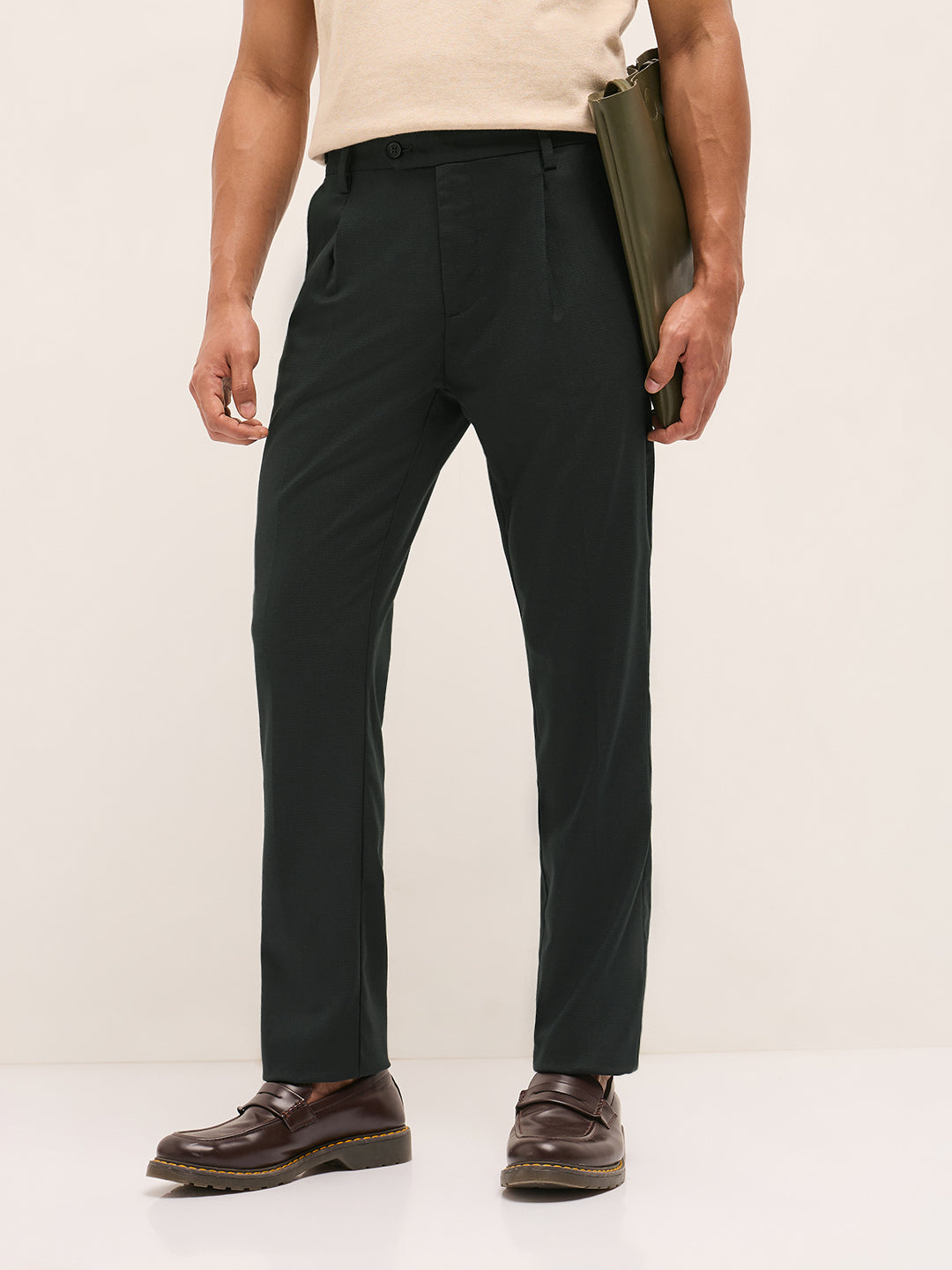 Men's Textured Regular Fit Formal Trouser TRO-GATAEK-GR