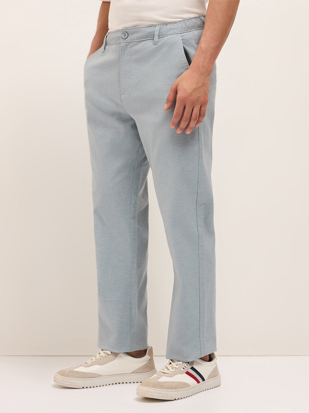 Men Mid Rise Solid Straight Fit Casual Trousers TRO-JAKER-BL