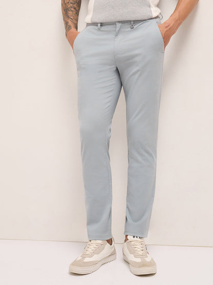 Men Cotton Solid Slim Fit Casual Trouser TRO-MADRY-GY