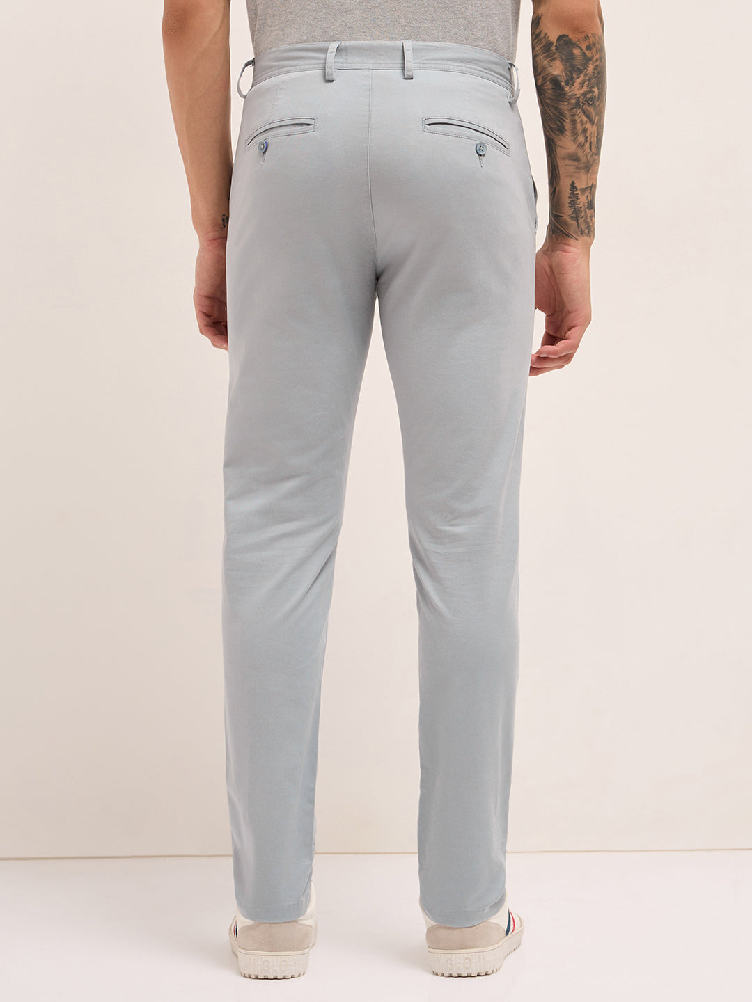 Men Cotton Solid Slim Fit Casual Trouser TRO-MADRY-GY
