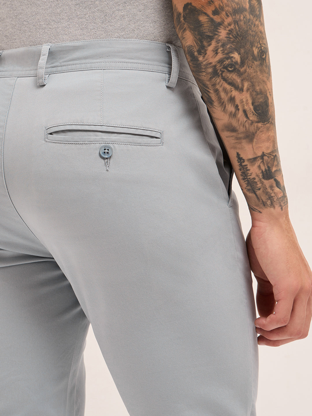 Men Cotton Solid Slim Fit Casual Trouser TRO-MADRY-GY