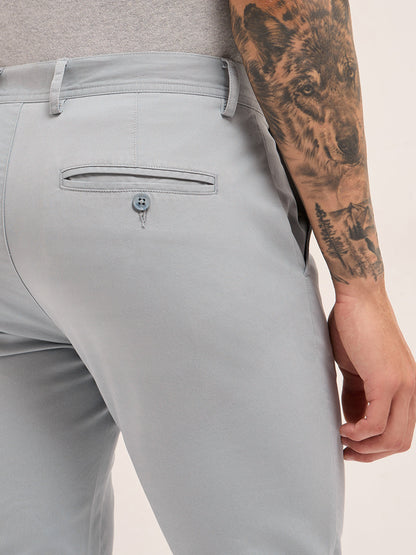 Men Cotton Solid Slim Fit Casual Trouser TRO-MADRY-GY