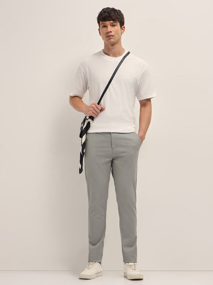 Men Solid Cotton Slim Fit Casual Trouser TRO-MANIL-GY