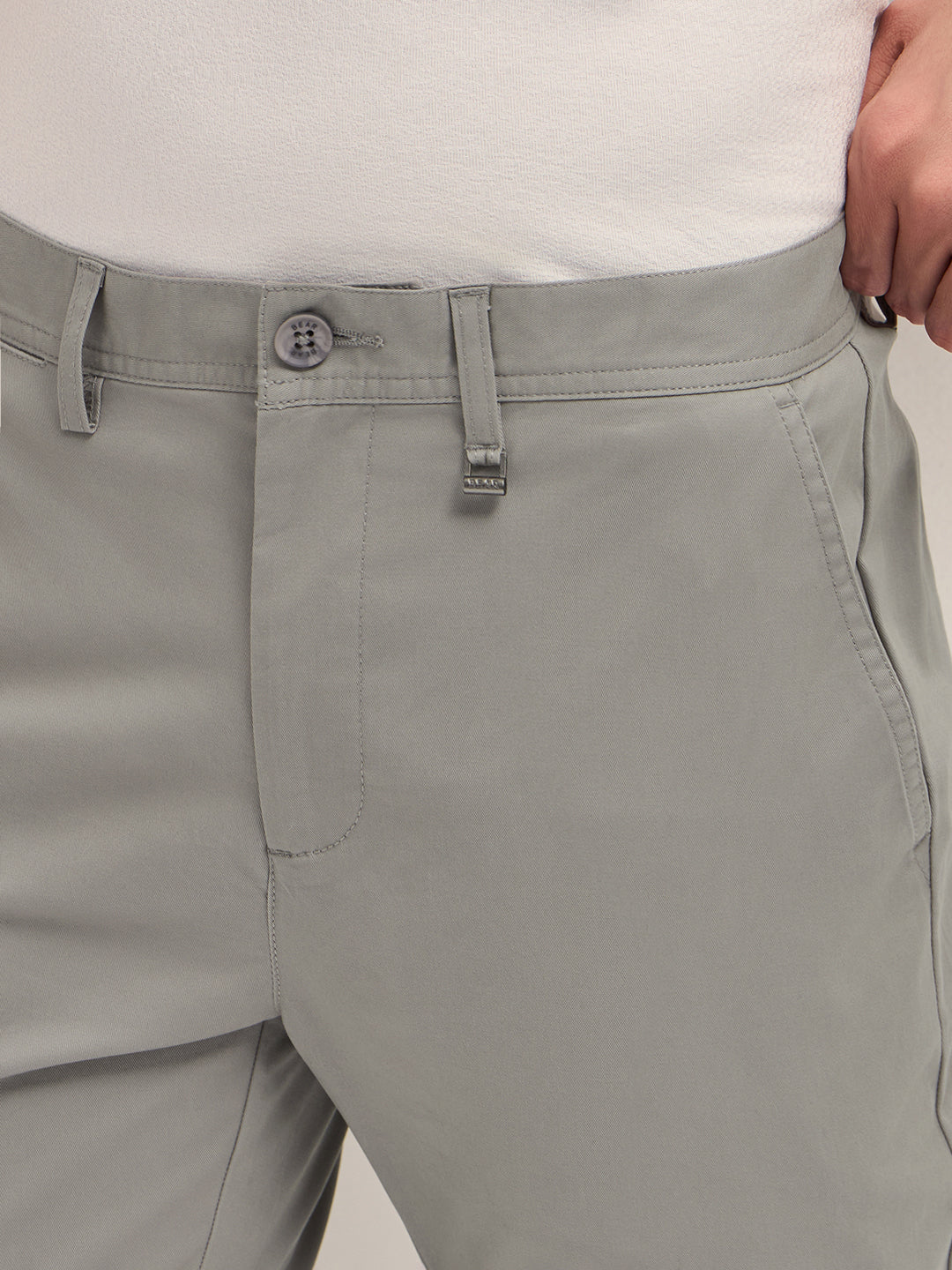 Men Solid Cotton Slim Fit Casual Trouser TRO-MANIL-GY