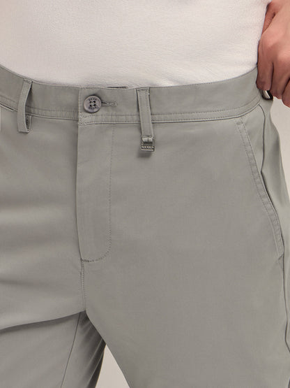 Men Solid Cotton Slim Fit Casual Trouser TRO-MANIL-GY