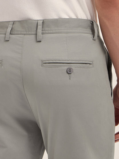 Men Solid Cotton Slim Fit Casual Trouser TRO-MANIL-GY