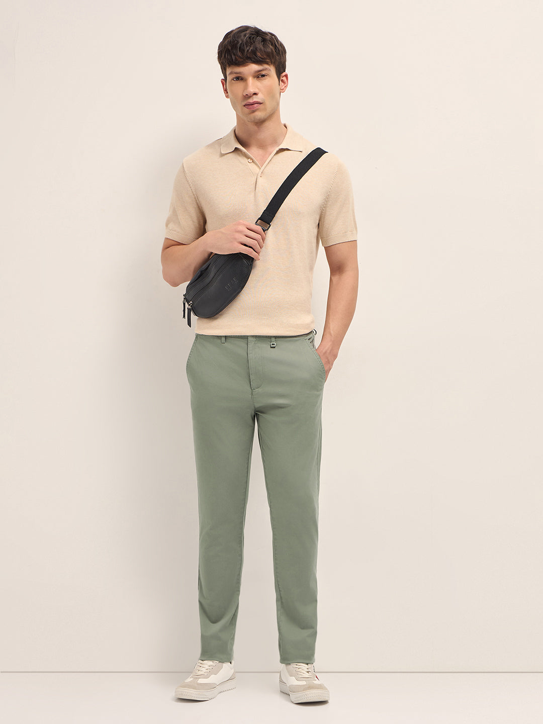 Men Solid Cotton Slim Fit Casual Trouser TRO-MILAR-GR