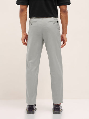Men's Woven Textured Regular Fit Formal Trouser TRO-NAMKYU-GY