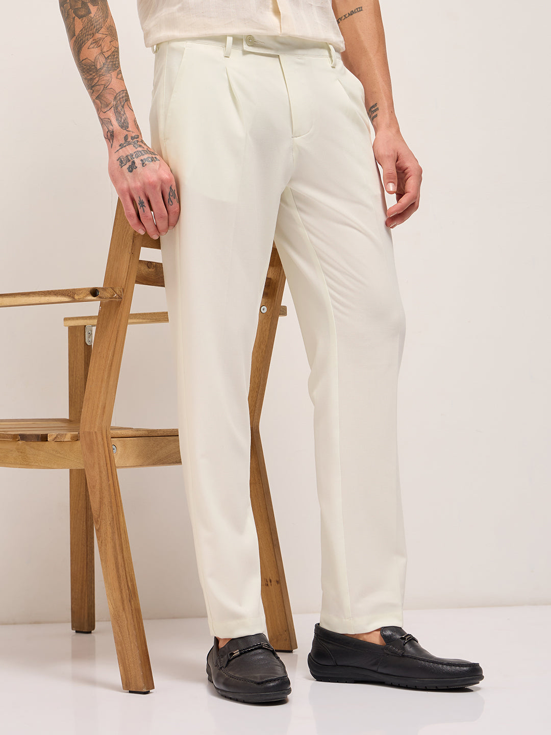 Men's Solid Regular Fit Formal Trouser | Bear House at Broadway