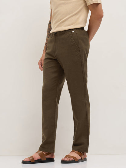 Men Solid Cotton Straight Fit Casual Trousers TRO-OSAKAY-BR