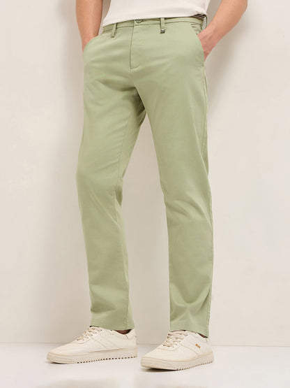 Men Solid Cotton Straight Fit Casual Trouser TRO-OSELLE-GR