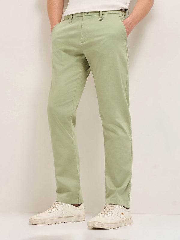 Men Solid Cotton Straight Fit Casual Trouser TRO-OSELLE-GR