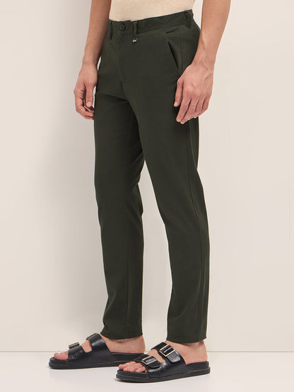 Men Solid Cotton Slim Fit Casual Trouser TRO-ROVIA-OL