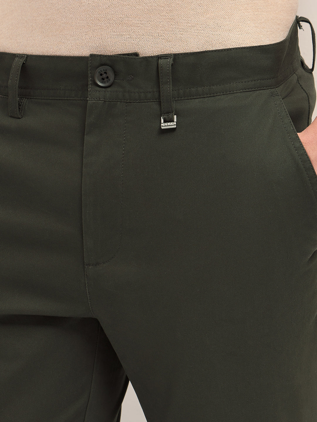 Men Solid Cotton Slim Fit Casual Trouser TRO-ROVIA-OL