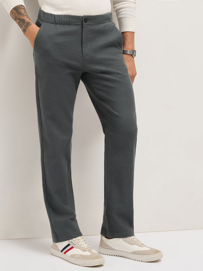 Men Solid Cotton Straight Fit Casual Trousers TRO-SEOULIS-GY