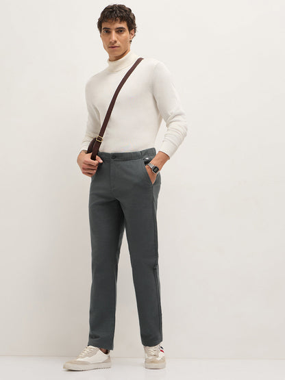 Men Solid Cotton Straight Fit Casual Trousers TRO-SEOULIS-GY