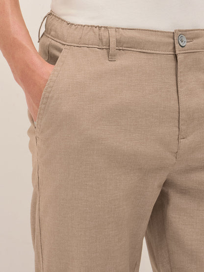 Men Mid Rise Solid Straight Fit Casual Trousers TRO-SHANG-BR