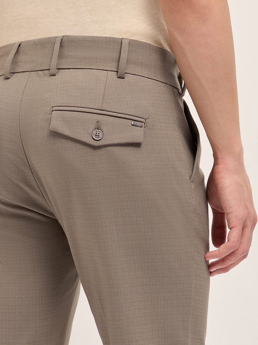 Men's Woven Checked Regular Fit Formal Trouser TRO-TAE-BR