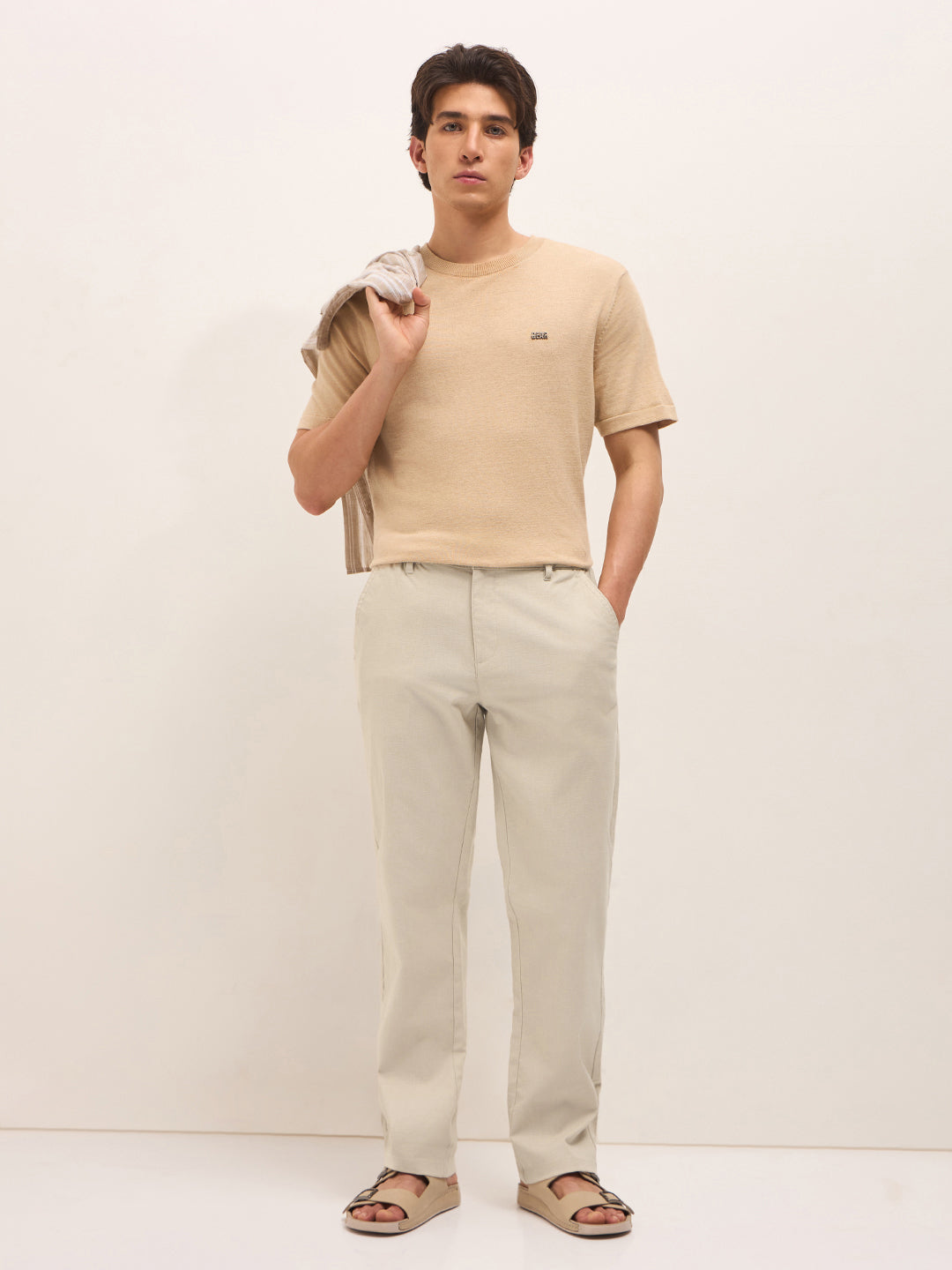 Men Mid Rise Solid Straight Fit Casual Trousers TRO-TELUNE-BG