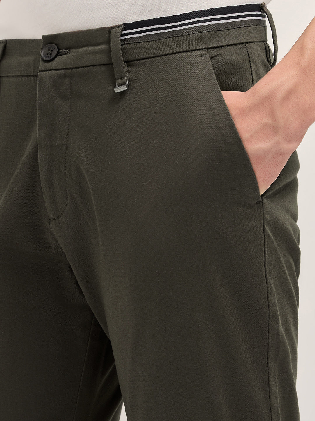 Men Solid Cotton Straight Fit Casual Trouser TRO-VANAC-OL