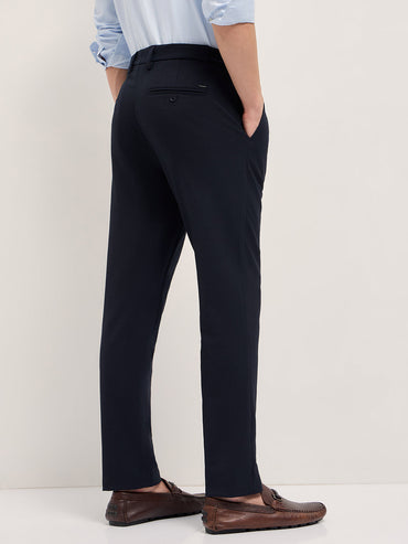 Men's Woven Textured Regular Fit Formal Trousers TRO-YOON-BL