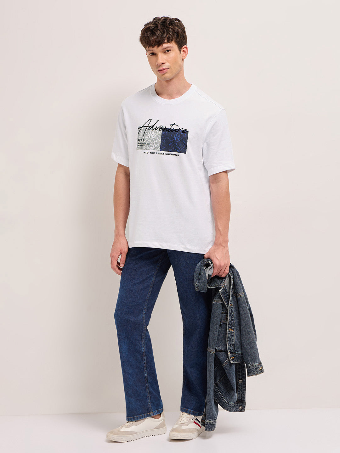 Men Graphic Printed Crew Neck Pure Cotton Relax Fit Tshirt TSH-ADEV-WH