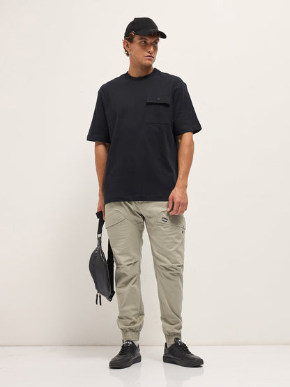 Men's Graphic Oversized T-Shirt with Handwritten Text Print TSH-ALIDO-BK