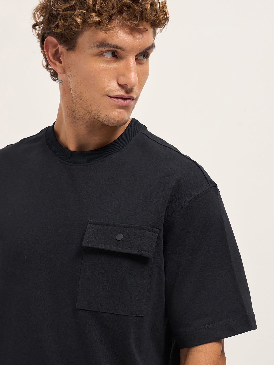 Men's Graphic Oversized T-Shirt with Handwritten Text Print TSH-ALIDO-BK