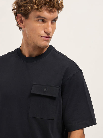 Men's Graphic Oversized T-Shirt with Handwritten Text Print TSH-ALIDO-BK