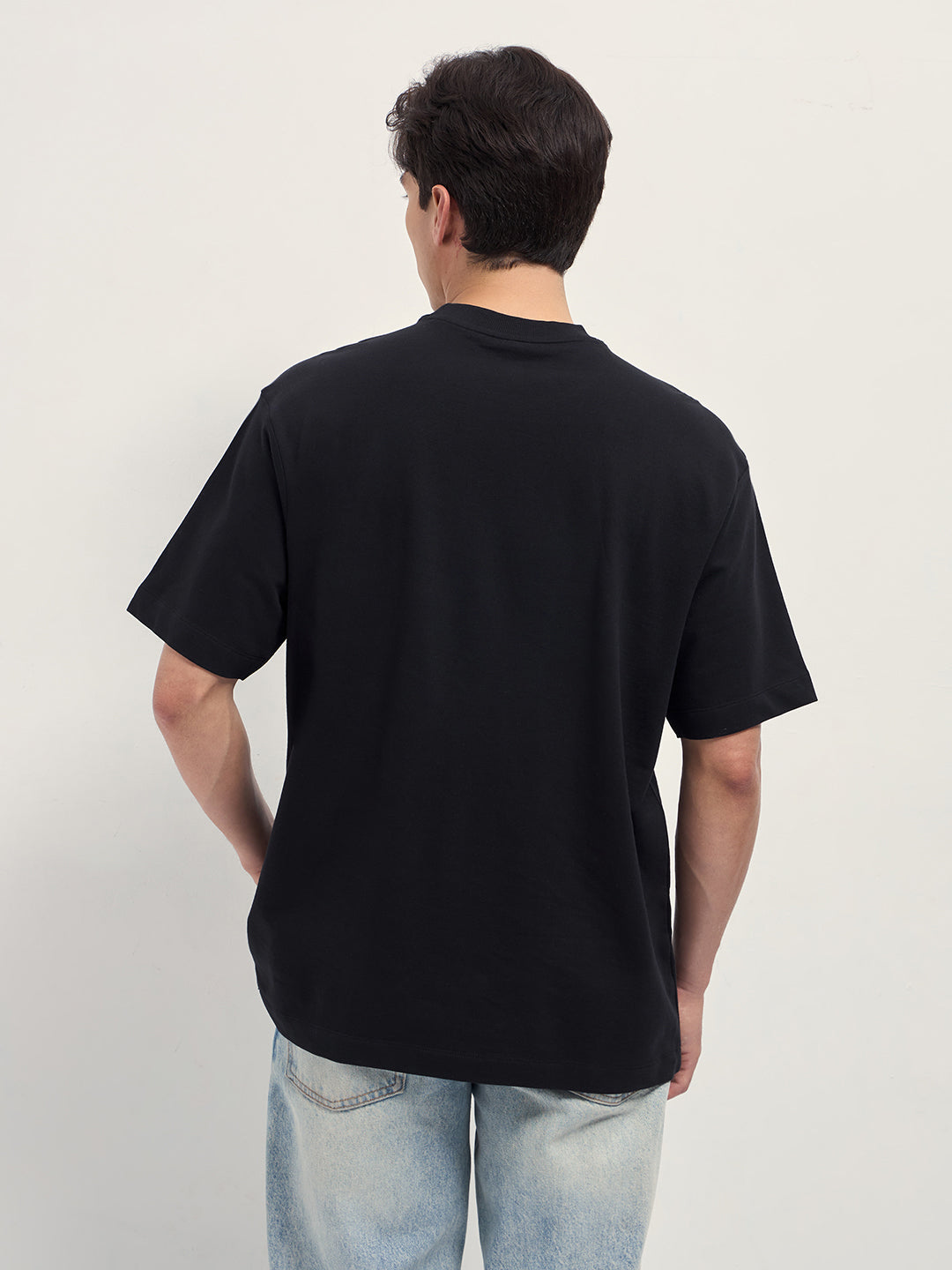 Men Pure Cotton Crew Neck Oversize Fit Tshirt TSH-BATOR-BK