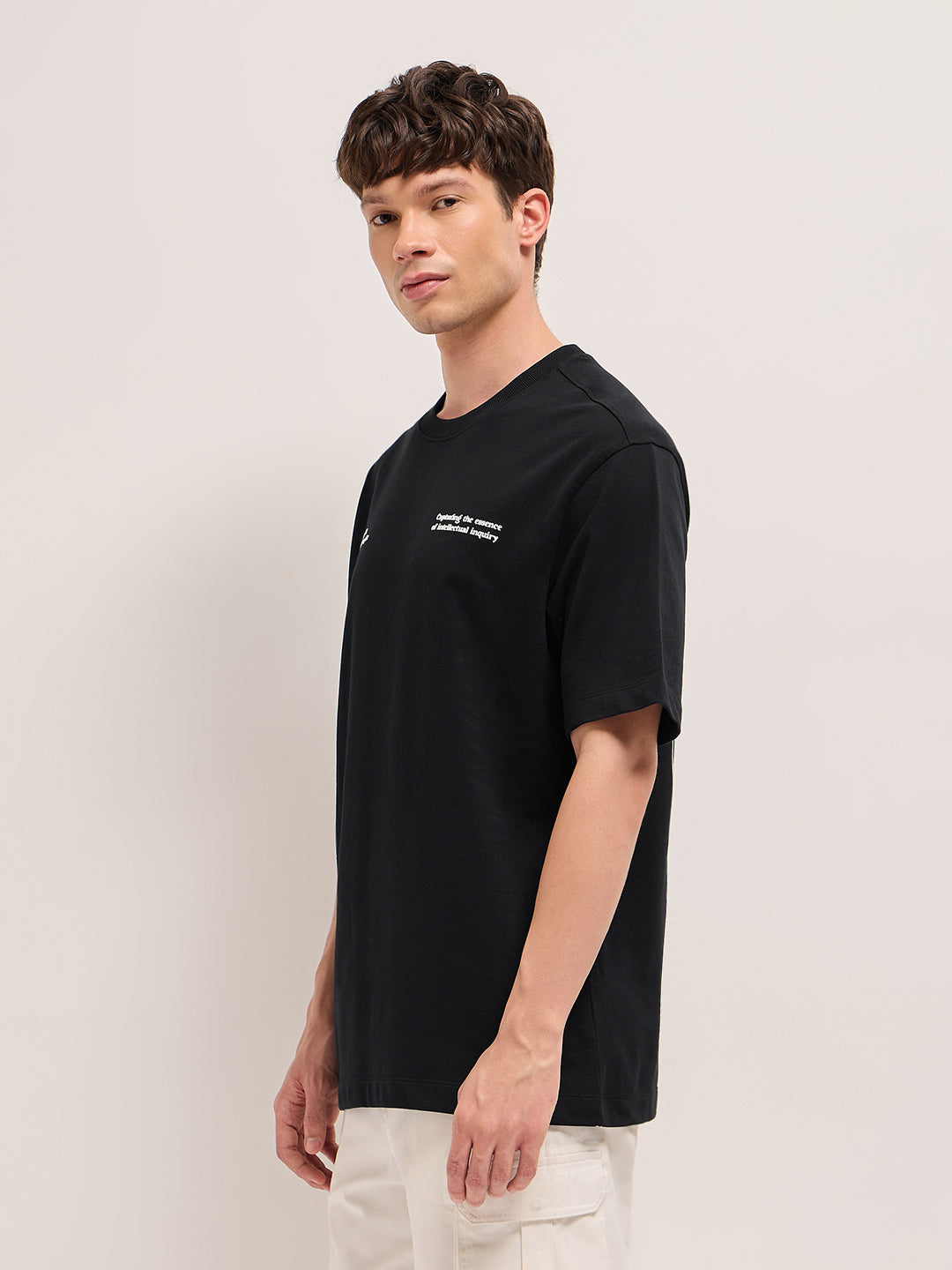 Men Graphic Printed Crew Neck Pure Cotton Oversize Tshirt TSH-DAVID-BK