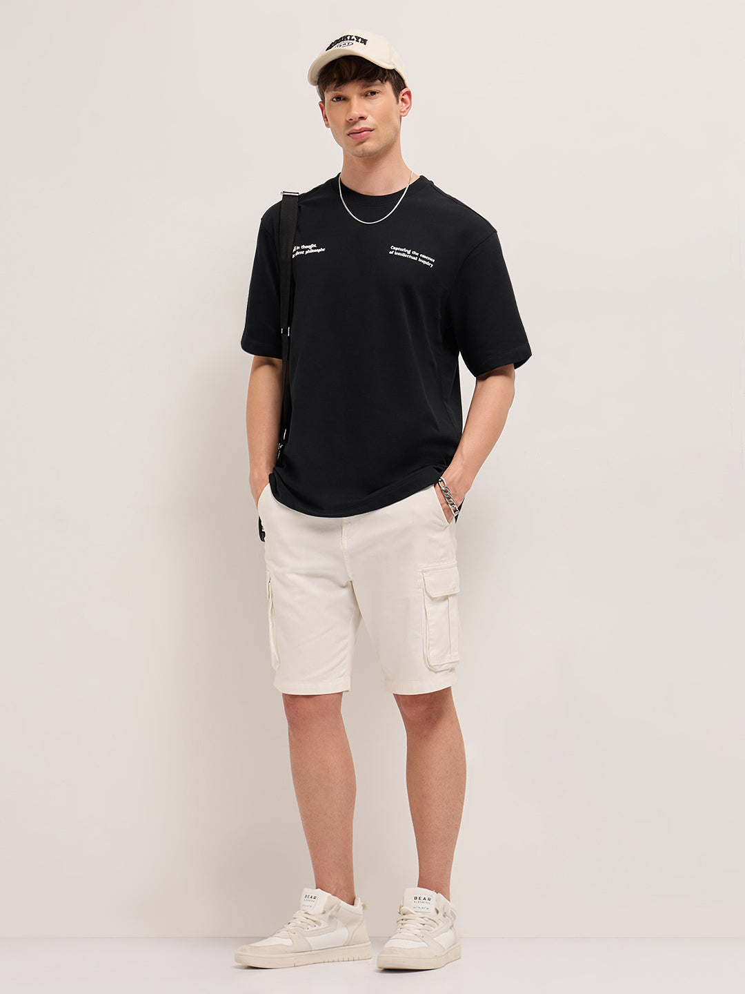 Men Graphic Printed Crew Neck Pure Cotton Oversize Tshirt TSH-DAVID-BK