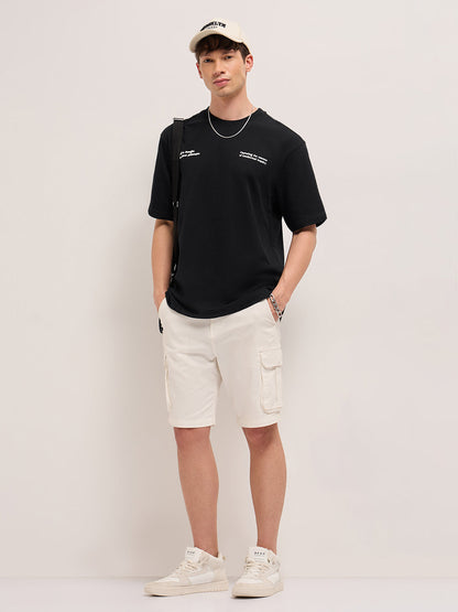 Men Graphic Printed Crew Neck Pure Cotton Oversize Tshirt TSH-DAVID-BK