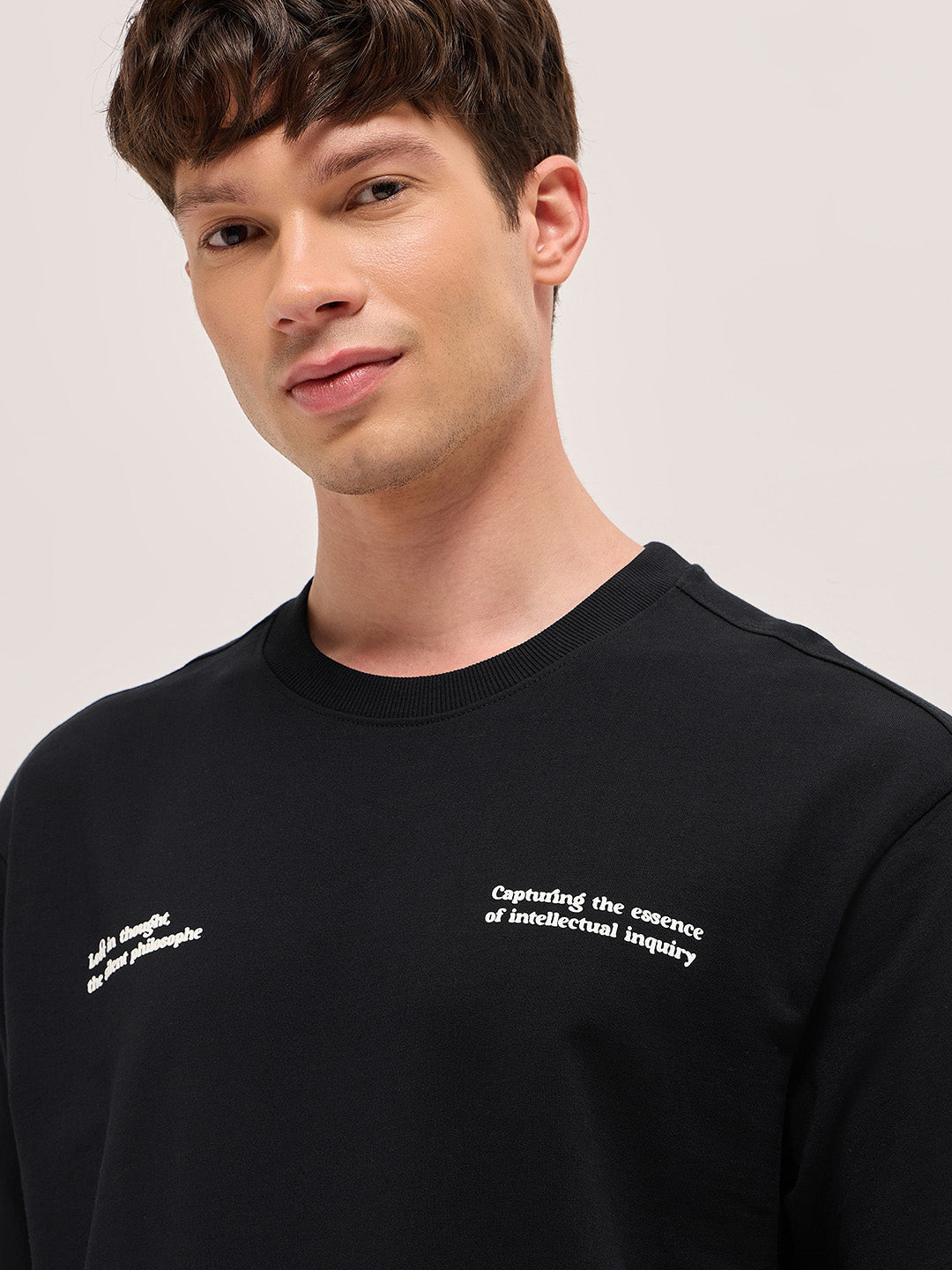 Men Graphic Printed Crew Neck Pure Cotton Oversize Tshirt TSH-DAVID-BK