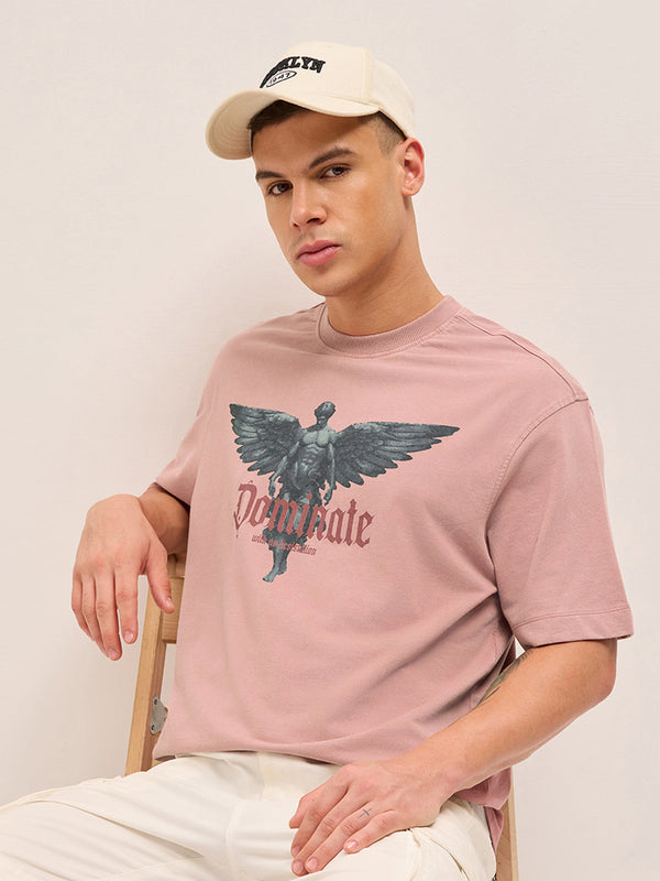 Men Graphic Printed Crew Neck Pure Cotton Oversize Tshirt TSH-DOM-PK