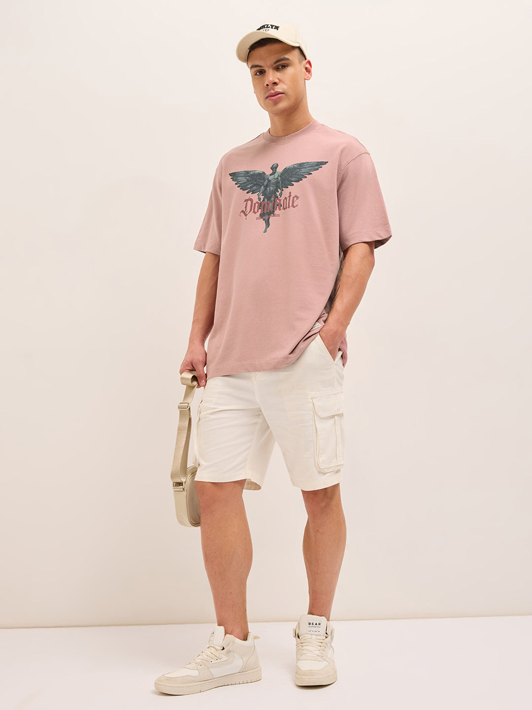 Men Graphic Printed Crew Neck Pure Cotton Oversize Tshirt TSH-DOM-PK