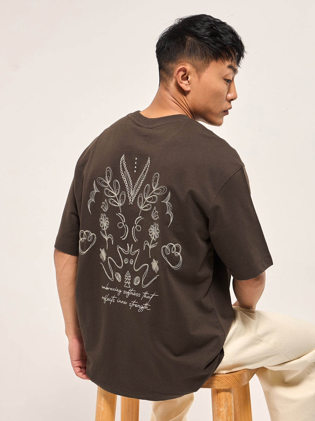 Men's Pure Cotton Graphic Printed Oversize T-Shirt TSH-EMBR-BR